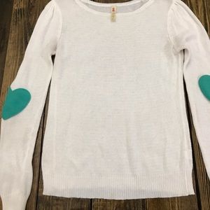 Anthropology Alice Moon heart elbow patch sweater